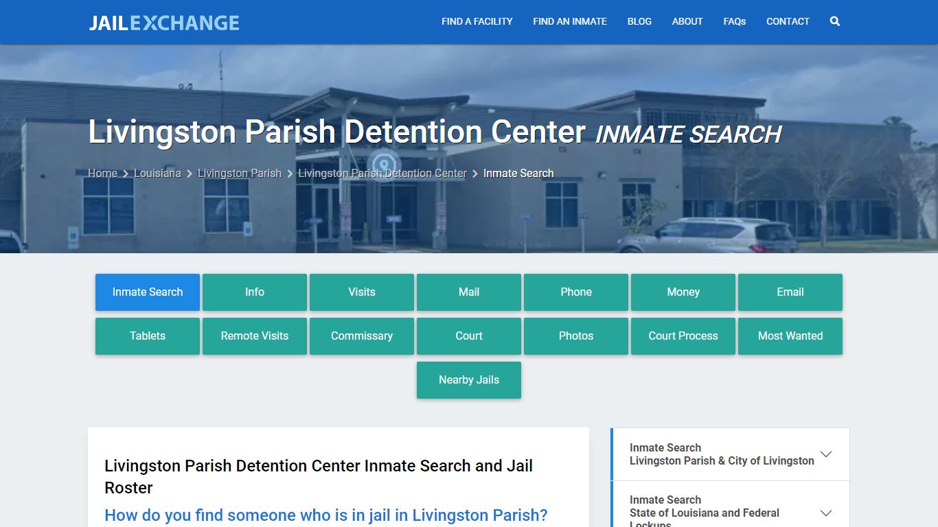 Livingston Parish Detention Center Inmate Search - Jail Exchange